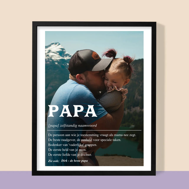 Foto En Handtekening: Definitie Papa - Afdruk Met Frame 30X40