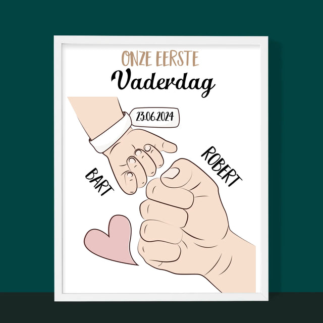 Naam En Handtekening : Eerste Vaderdag Samen - Afdruk Met Frame 30X40