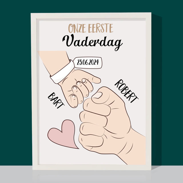 Naam En Handtekening : Eerste Vaderdag Samen - Afdruk Met Frame 30X40