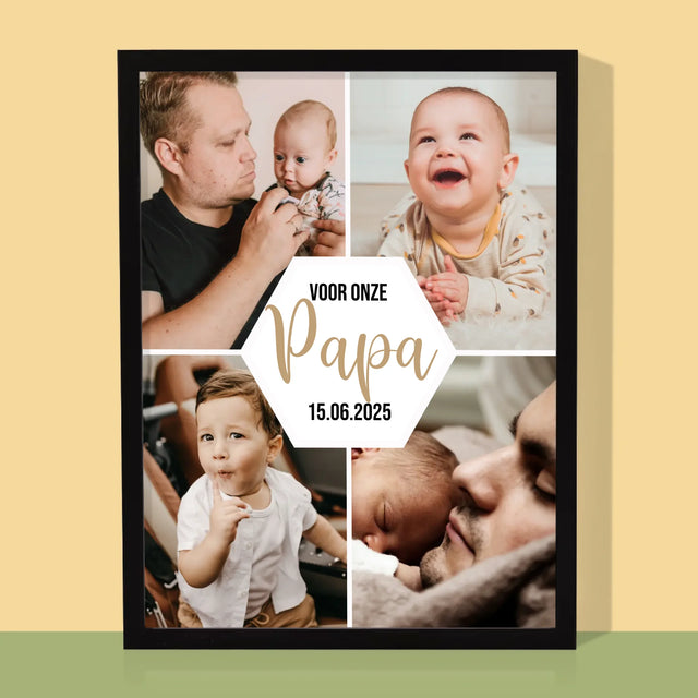 Fotocollage: Voor Onze Papa - Afdruk Met Frame 30X40