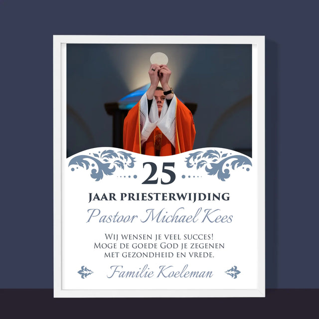 Foto En Handtekening: Priesterjubileum - Afdruk Met Frame 30X40