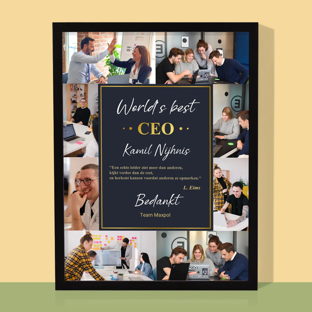 Fotocollage: World’S Best Ceo - Afdruk Met Frame 30X40