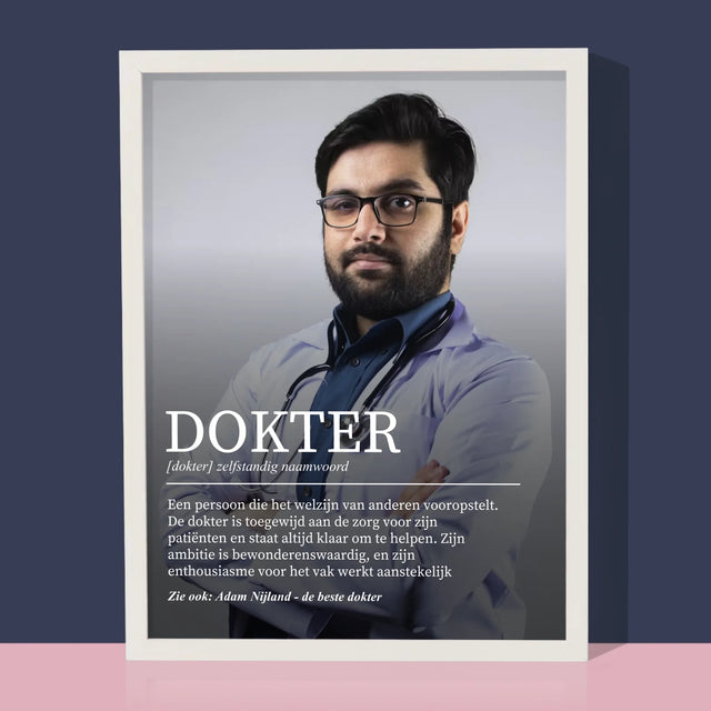 Foto En Handtekening: Dokter Definitie - Afdruk Met Frame 30X40