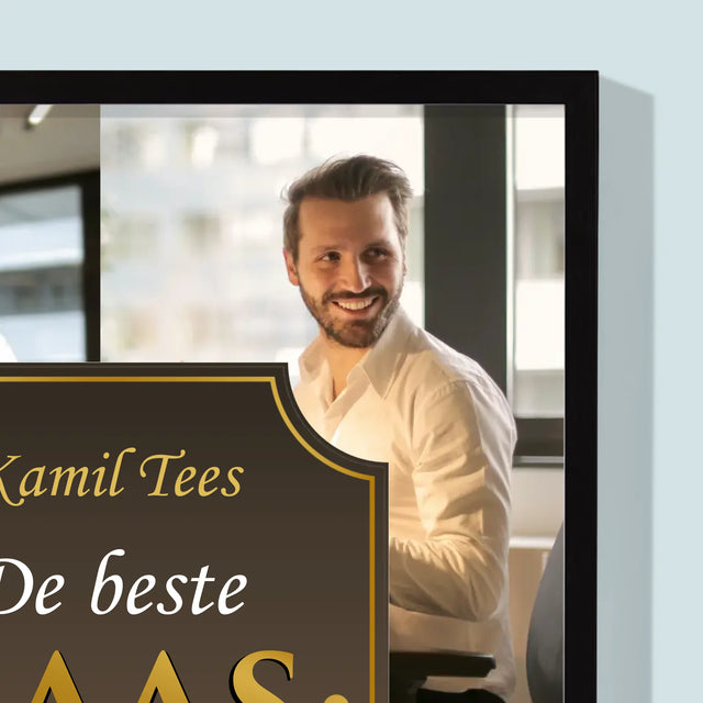Fotocollage: De Beste Baas Ter Wereld - Afdruk Met Frame 30X40