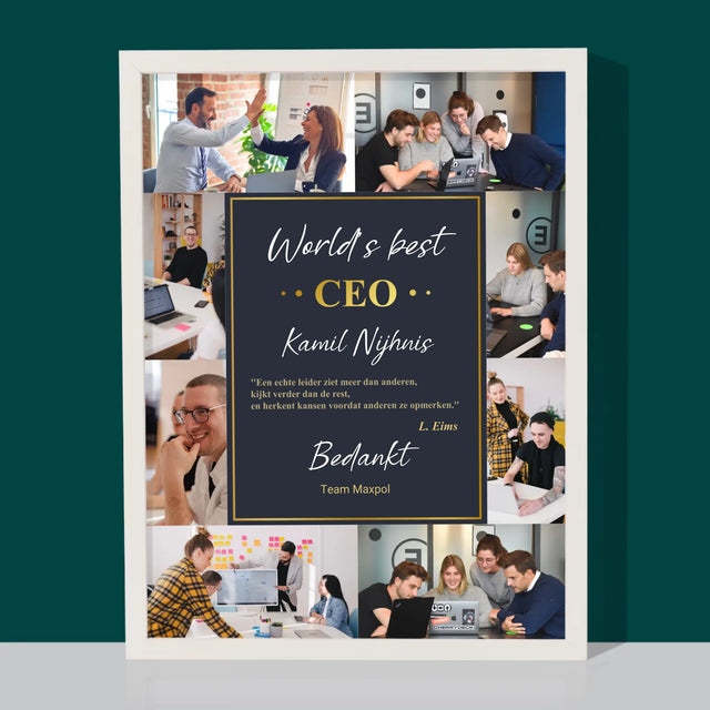 Fotocollage: World’S Best Ceo - Afdruk Met Frame 30X40