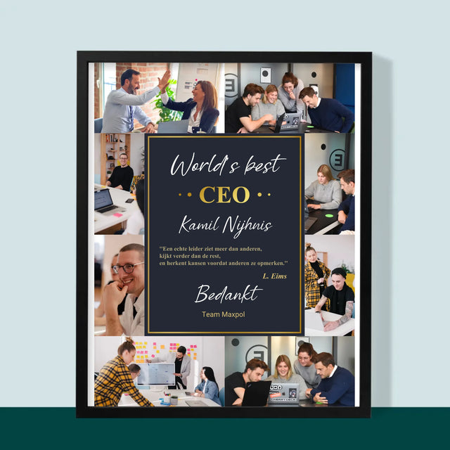 Fotocollage: World’S Best Ceo - Afdruk Met Frame 30X40