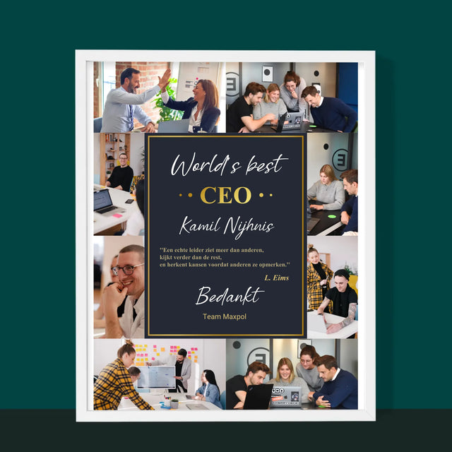 Fotocollage: World’S Best Ceo - Afdruk Met Frame 30X40