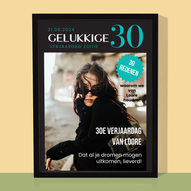 Omslag Van Tijdschrift: Gelukkige 30 - Afdruk Met Frame 30X40