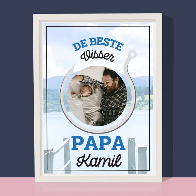 Foto En Handtekening: De Beste Visser Papa - Afdruk Met Frame 30X40