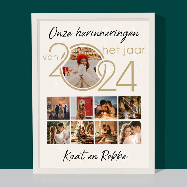 Fotocollage: Onze Herinneringen Van Het Jaar - Afdruk Met Frame 30X40