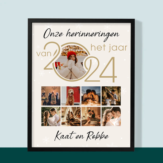 Fotocollage: Onze Herinneringen Van Het Jaar - Afdruk Met Frame 30X40