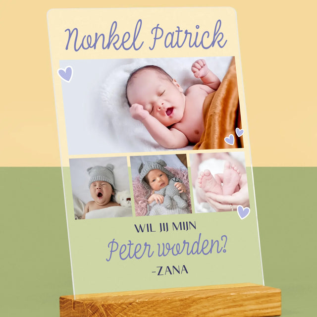 Fotocollage: Wil Jij Mijn Peter Worden - Afdruk Op Acrylglas (Verticaal)