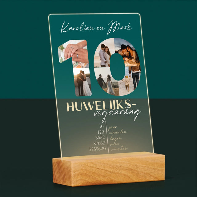Woord Van Foto'S: 10De Huwelijksverjaardag - Afdruk Op Acrylglas (Verticaal)
