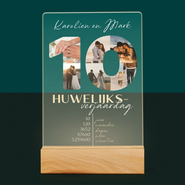 Woord Van Foto'S: 10De Huwelijksverjaardag - Afdruk Op Acrylglas (Verticaal)