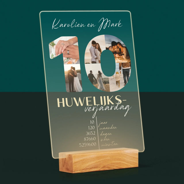 Woord Van Foto'S: 10De Huwelijksverjaardag - Afdruk Op Acrylglas (Verticaal)