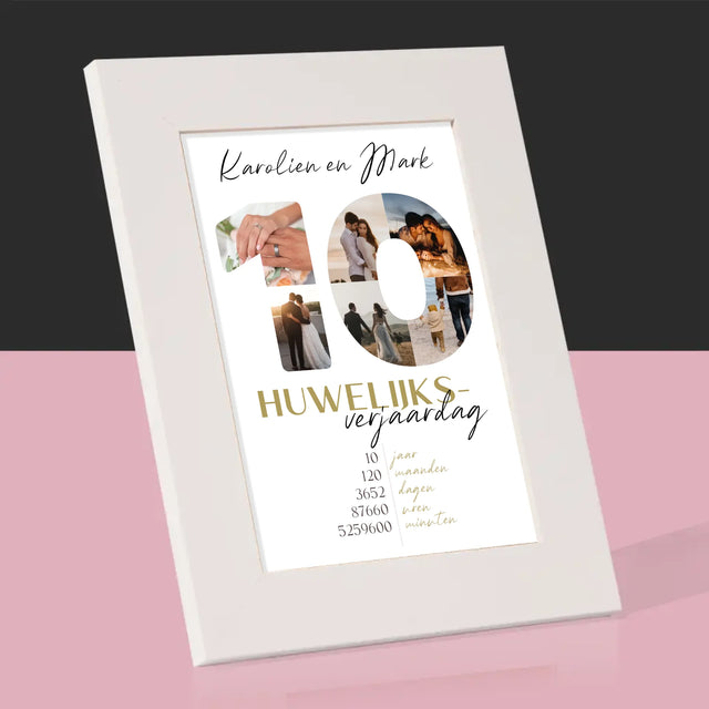 Woord Van Foto'S: 10De Huwelijksverjaardag - Fotokader (Horziontaal)