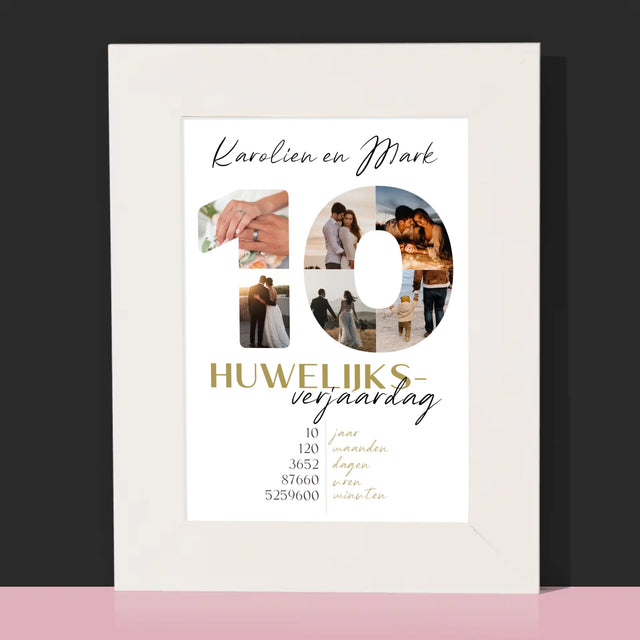 Woord Van Foto'S: 10De Huwelijksverjaardag - Fotokader (Horziontaal)