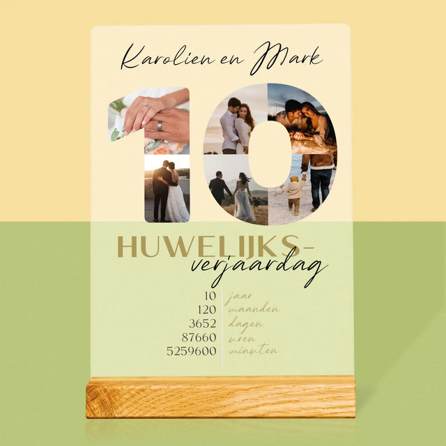 Woord Van Foto'S: 10De Huwelijksverjaardag - Afdruk Op Acrylglas (Verticaal)