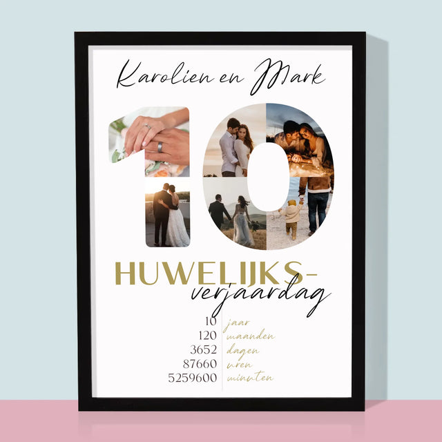 Woord Van Foto'S: 10De Huwelijksverjaardag - Afdruk Met Frame 30X40