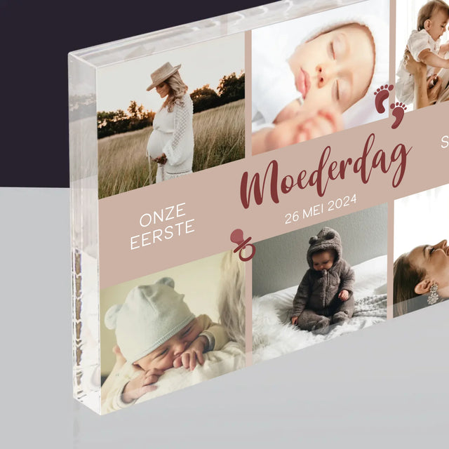 Fotocollage: Onze Eerste Moederdag Samen - Acryl Blok