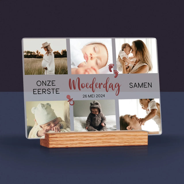Fotocollage: Onze Eerste Moederdag Samen - Afdruk Op Acrylglas (Horziontaal)