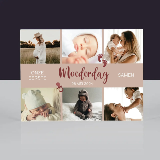 Fotocollage: Onze Eerste Moederdag Samen - Acryl Blok