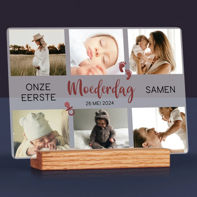 Fotocollage: Onze Eerste Moederdag Samen - Afdruk Op Acrylglas (Horziontaal)