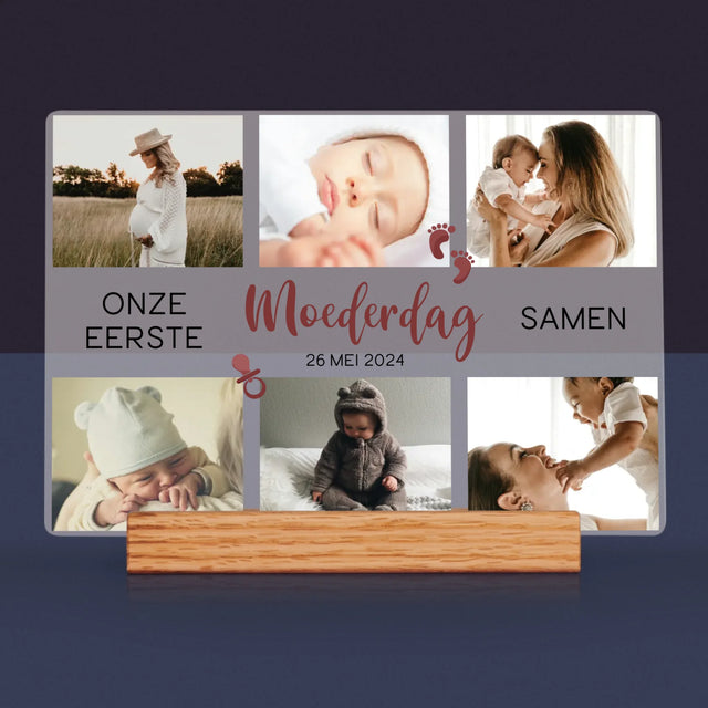 Fotocollage: Onze Eerste Moederdag Samen - Afdruk Op Acrylglas (Horziontaal)
