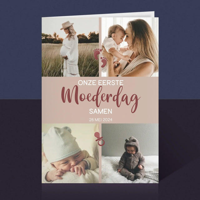 Fotocollage: Onze Eerste Moederdag Samen - Wenskaart
