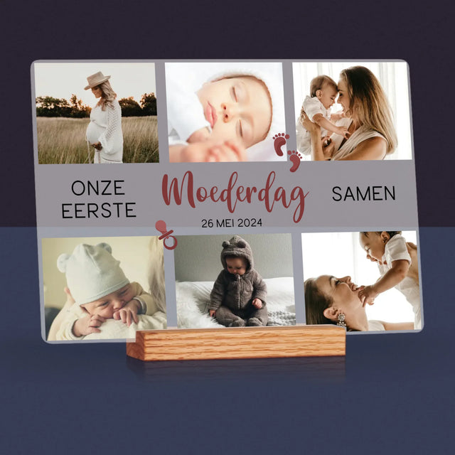 Fotocollage: Onze Eerste Moederdag Samen - Afdruk Op Acrylglas (Horziontaal)