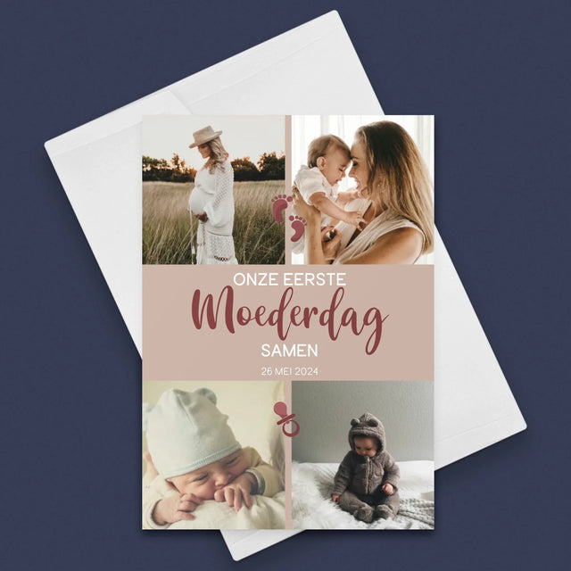 Fotocollage: Onze Eerste Moederdag Samen - Wenskaart