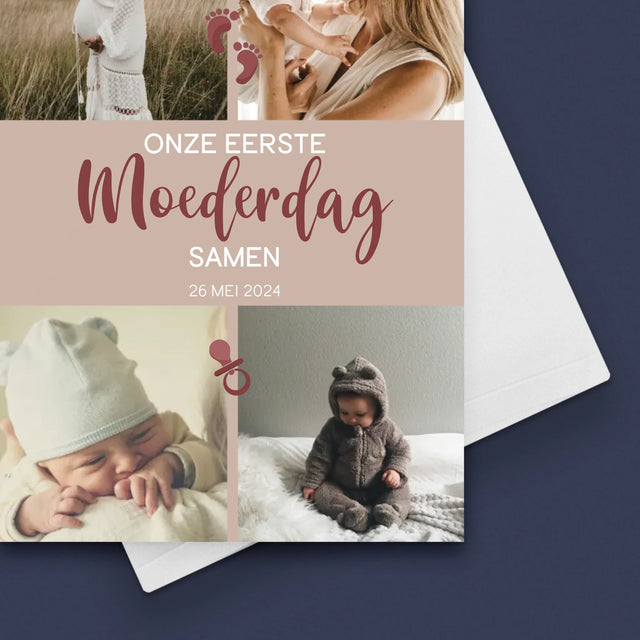 Fotocollage: Onze Eerste Moederdag Samen - Wenskaart