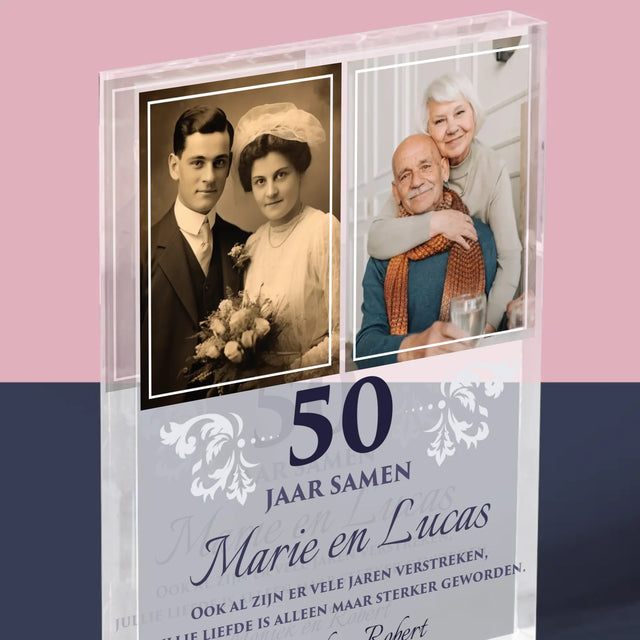 Fotocollage: Jarenlang Samen - Acryl Blok