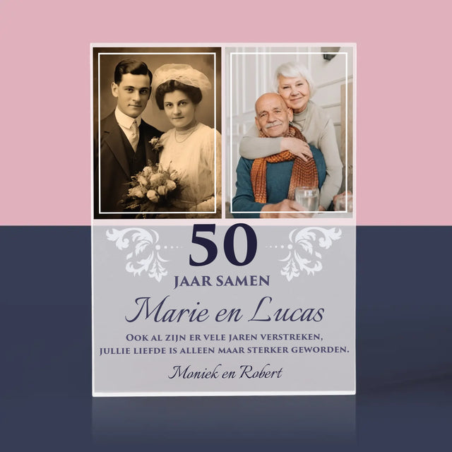 Fotocollage: Jarenlang Samen - Acryl Blok