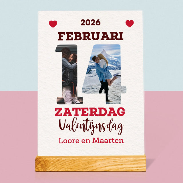 Woord Van Foto'S: Valentijnsdag Kalenderblad - Afdruk Op Acrylglas (Verticaal)