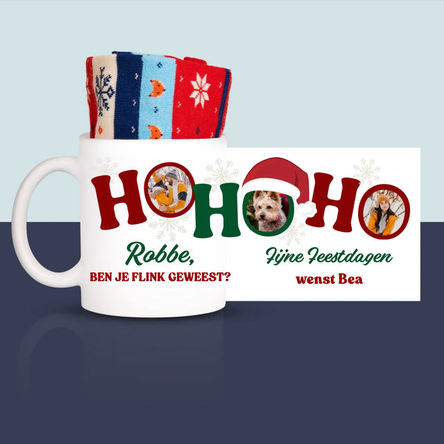 Fotocollage: Ho Ho Ho - Wintersokken In Een Mok