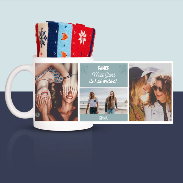 Fotocollage: Beste Vriendinnen - Wintersokken In Een Mok