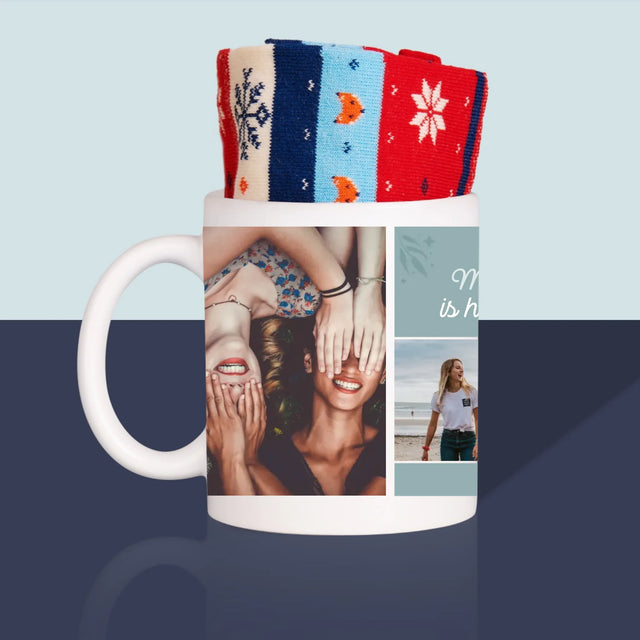 Fotocollage: Beste Vriendinnen - Wintersokken In Een Mok