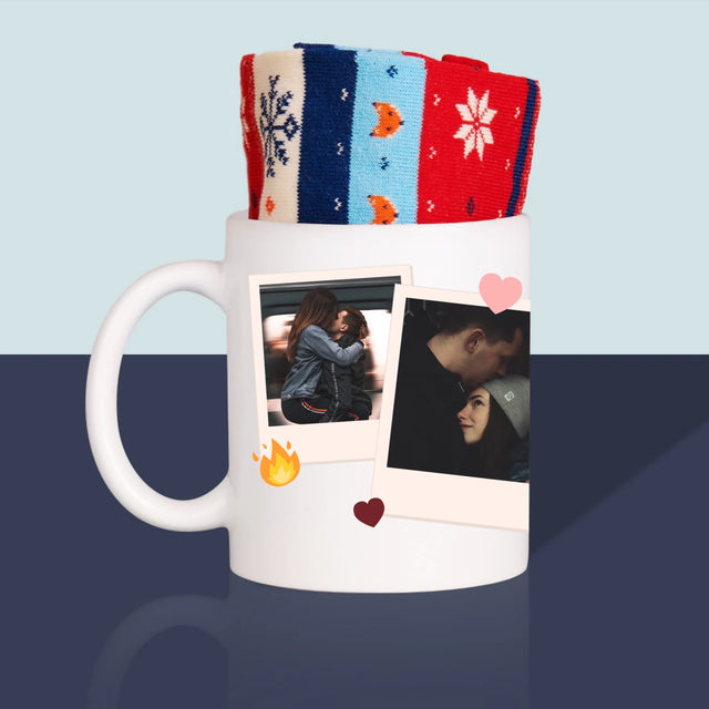 Fotocollage: Ik Hou Van Jou Om Wie Je Bent - Wintersokken In Een Mok