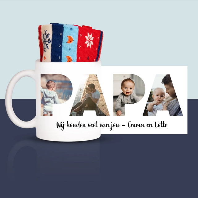 Woord Van Foto'S: Papa  - Wintersokken In Een Mok