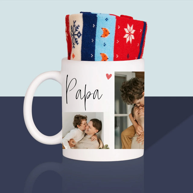Fotocollage: Papa Ik Hou Van Jou - Wintersokken In Een Mok