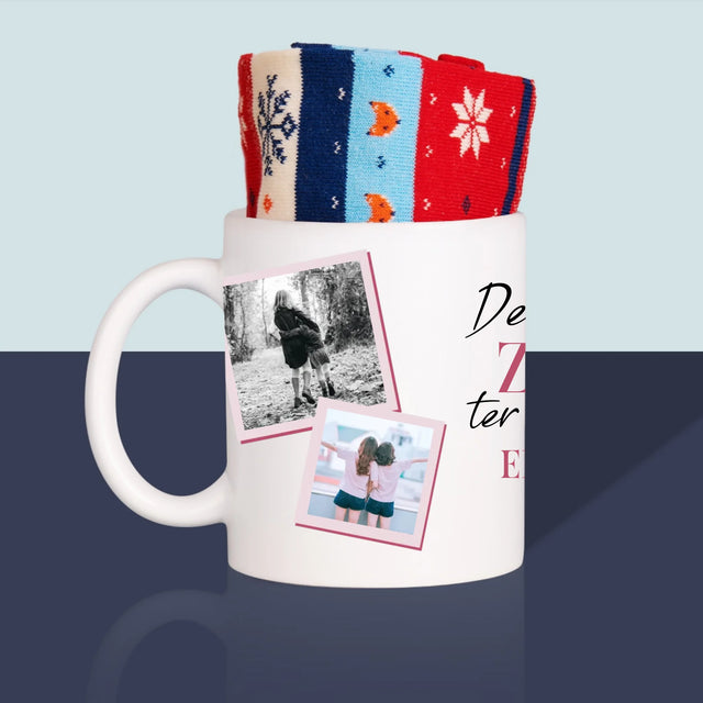 Fotocollage: De Beste Zus - Wintersokken In Een Mok