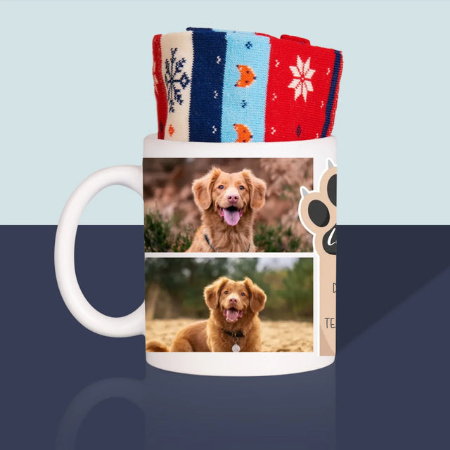 Fotocollage: Beste Hond - Wintersokken In Een Mok