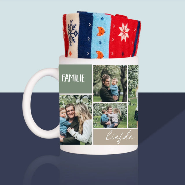 Fotocollage: Collage Familie - Wintersokken In Een Mok