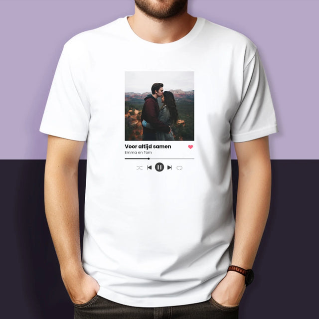 Foto En Handtekening: Spotify Met Jouw Foto - T-Shirt Voor Koppels