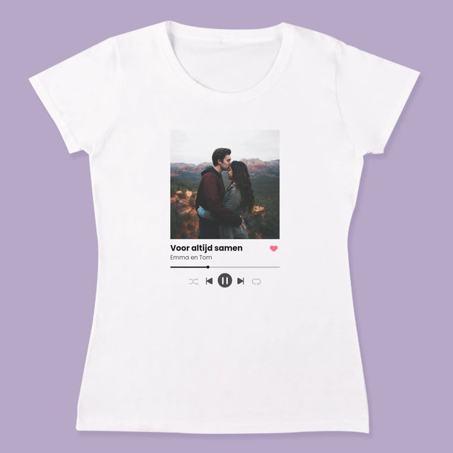 Foto En Handtekening: Spotify Met Jouw Foto - T-Shirt Voor Koppels