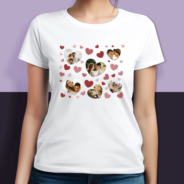 Fotocollage: Hartjes Foto'S - T-Shirt Voor Koppels