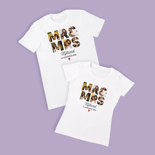 Woord Van Foto'S: Mr&Mrs - T-Shirt Voor Koppels