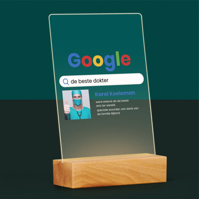 Foto En Handtekening: De Beste Dokter Google-Score - Afdruk Op Acrylglas (Verticaal)