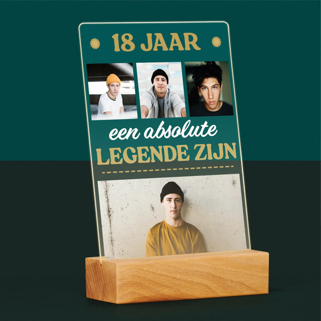 Fotocollage: 18 Jaar Een Legende Zijn - Afdruk Op Acrylglas (Verticaal)